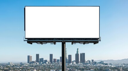 Sticker - Blank Billboard Over Los Angeles City Skyline with Blue Sky