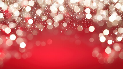 Wall Mural - Red Bokeh Background with Glittering Lights