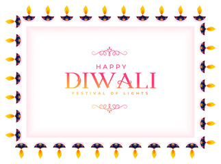 Wall Mural - happy diwali diya border frame greeting background design