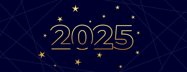 Wall Mural - line style 2025 new year lettering banner with copy space