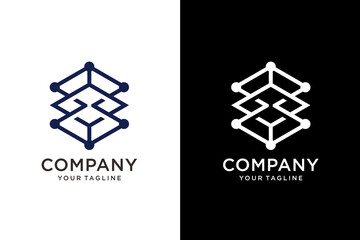 unique tech line logo design