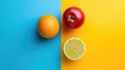 Wall Mural - Vibrant image of fruit on split-color background