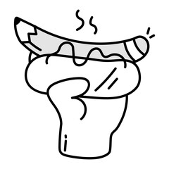 Sticker - Doodle style icon of hot dog 

