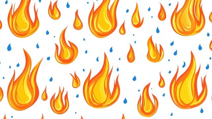 Canvas Print - Watercolor Fire Flame Pattern   Seamless  Background Illustration