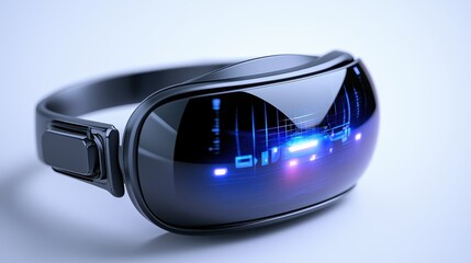 Canvas Print - Futuristic Virtual Reality Headset with Blue Light Reflection