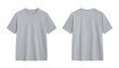 © resource image - Front and back view of a grey t shirt isolated on white background,  mockup for design, branding and advertisement