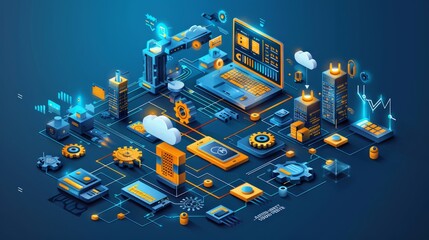 Application development vector isometric illustrations.