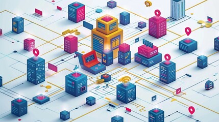 Application development vector isometric illustrations.