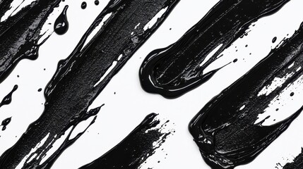 Poster - Abstract Black Paint Splashes and Strokes on White Background