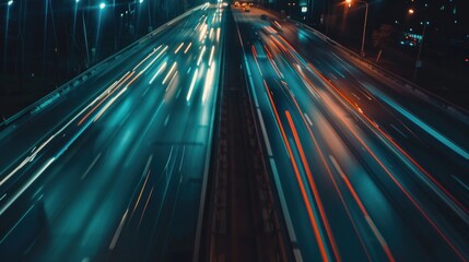 Wall Mural - lights of cars driving at night. long exposure 