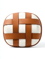 Sticker - A sleek leather and white woven coaster, marrying modern design with functional elegance for your home dcor.