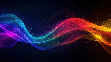Wall Mural - vibrant waves of color flow gracefully through a dark backdrop, creating an enchanting light display