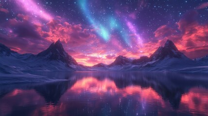 stylized 3d style northern lights with enhanced depth and vivid colors.
