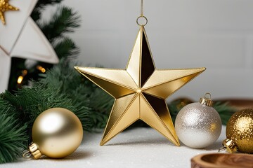 Elegant Gold Star Decoration for Winter Celebrations and Holiday Decor