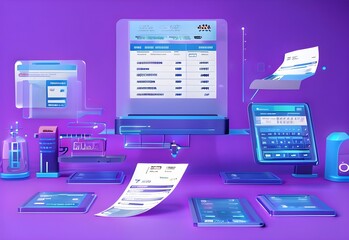 Poster - Digital documents created using future world technology. automated invoice and receipt management concept.	