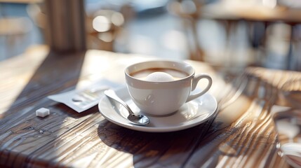 Wall Mural - Coffee Cup on a Table in a Cafe