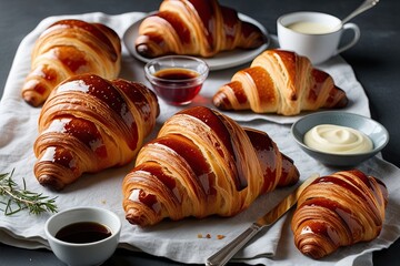 Canvas Print - Mouthwatering Gourmet Croissants Perfect for Breakfast and Brunch