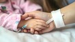 © Pixel Alchemist - A nurturing moment as a child holds an adult's hand during a medical procedure, symbolizing care and support in healthcare.