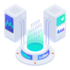 Wall Mural - an isometric icon of server coding