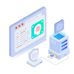 Canvas Print - An icon of secure programming in isometric style 

