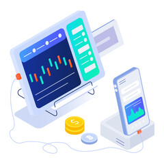 Wall Mural - Trading dashboard icon designed in isometric style  

