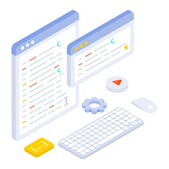 Wall Mural - an isometric icon of web coding