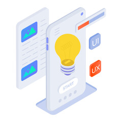 Wall Mural - App building isometric style icon 

