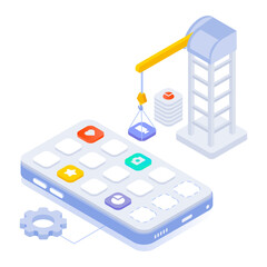Wall Mural - An isometric icon of app creation 