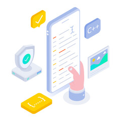 Wall Mural - An isometric icon of secure coding 

