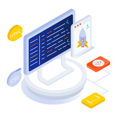 Wall Mural - An isometric icon of programming software 