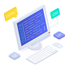 Wall Mural - An isometric icon of scripting languages
