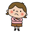 © てがきっず - 腕組みをして悩んでいる子供（女の子1）