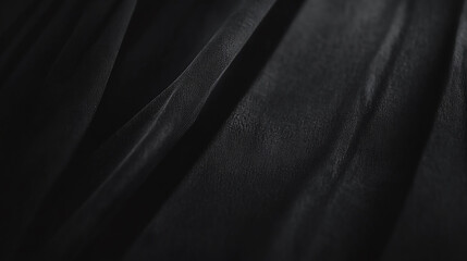 Wall Mural - black wool fabric texture. elegant black satin silk with waves, abstract background.
