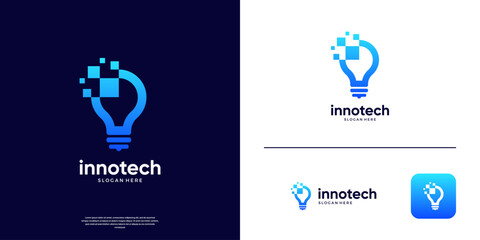 Innovation technology logo template. Abstract digital tech logo design.