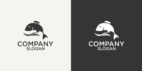 fish icon simple monogram logo design vector illustration	