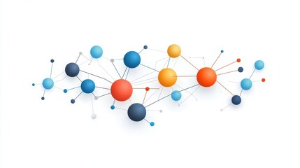 Wall Mural - Interconnected Digital Network of Nodes and Molecules on Abstract Background