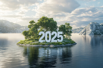 happy new year 2025 concept of sustainable corporation development, esg environmental, social and go