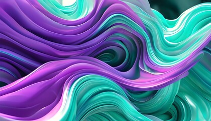 Wall Mural - Surreal Fluid Waves in Vibrant Purple and Turquoise: A Dynamic Exploration of Modern Abstract Digital Art