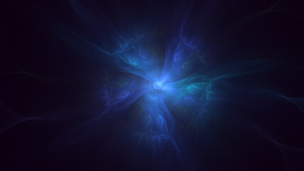 Wall Mural - 3d manual rendering abstract blue fractal light background. its not ai generatd illustration.