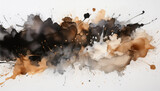 Akwarelowe tło dla projektu, brązowe i czarne plamy na białym tle, dekoracja trendy 2025 generative ai