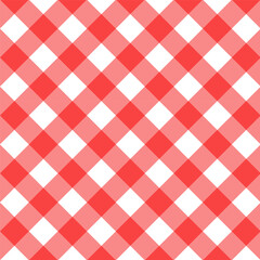 Wall Mural - Gingham seamless pattern.Checkered tartan plaid repeat pattern in red and white.Geometric vector illustration background wallpaper