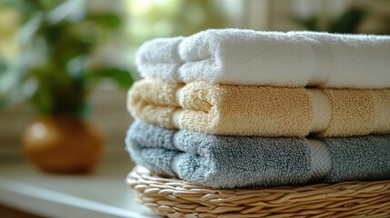 Experience Ultimate Relaxation with a Stack of Neatly Folded Towels in a Luxury Spa Setting