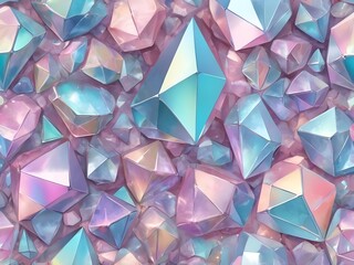 Wall Mural - abstract pastel geometric crystal faceted gem iridescent texture background