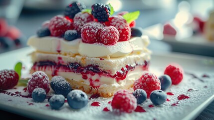 Canvas Print - Delicious Dessert with Fresh Berries