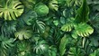 © sirisakboakaew - Foliage texture with a variety of leaf shapes and sizes, vibrant green hues