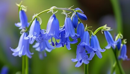 Delicate bluebell with elegant, hanging blooms and soft textures