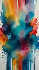 Canvas Print - Abstract watercolor with vibrant striped brush strokes