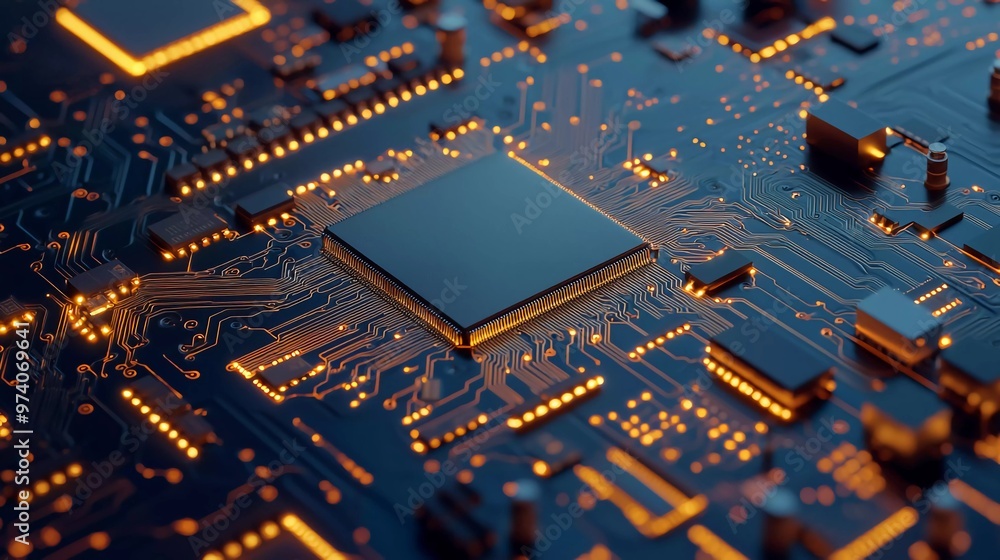 3D render AI artificial intelligence technology CPU central processor ...