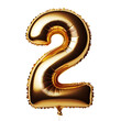 © creative  - A shiny gold foil number 2 balloon in Isolated White background