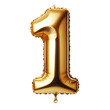 © creative  - A shiny gold foil number 1 balloon in Isolated White background